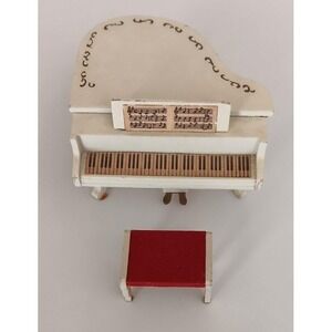 Vintage 60s Lundby Grand Piano & Bench Chair Wood Dollhouse Furniture Sweden